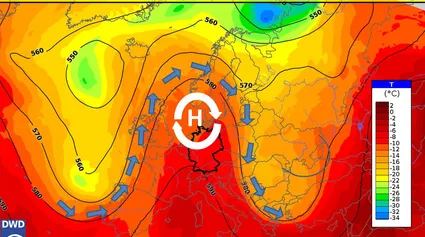 Omegawetterlage in 5,5 km Höhe