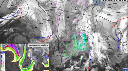 Polarjetstream in 300 hPa und Wetterlage