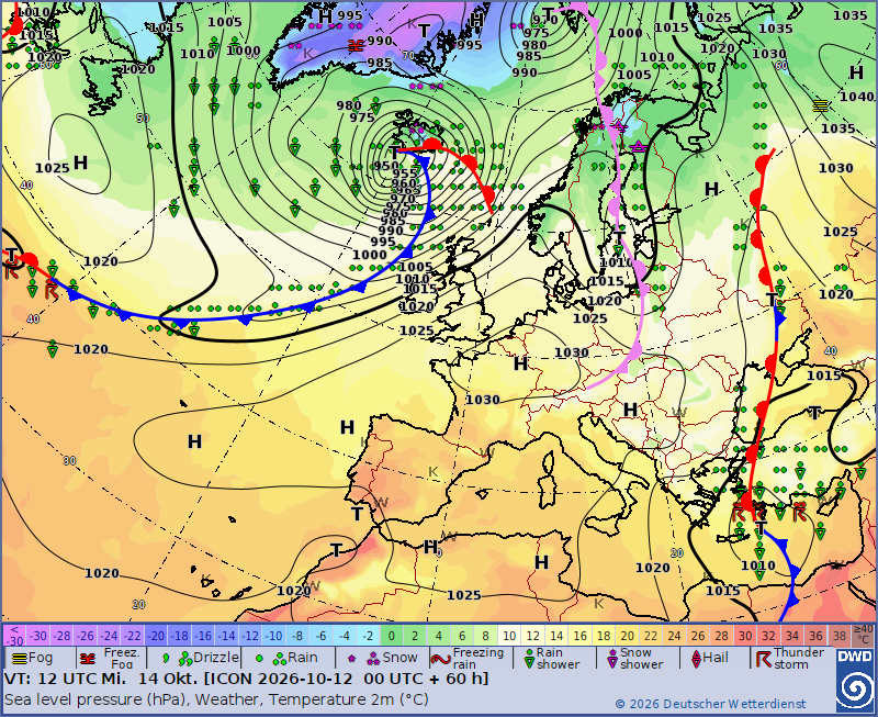 Wetterlage Europa Mi., 14.10.